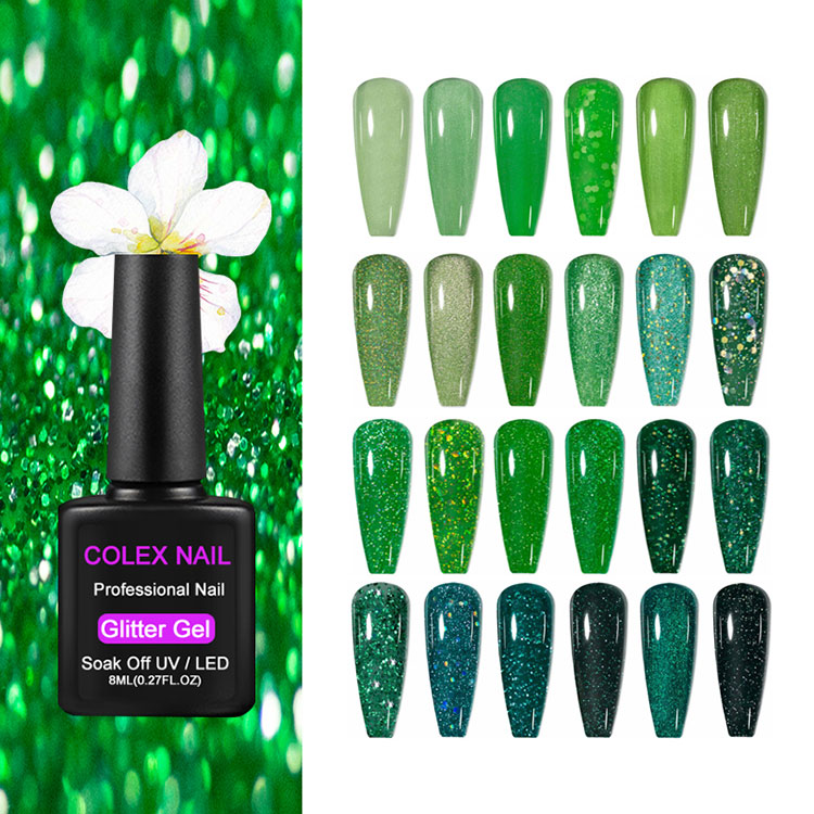 8ml vihreää glitter -geelilakkaa
