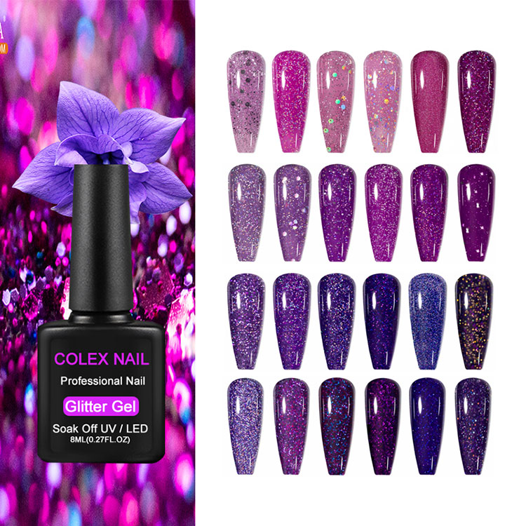 8ml violetti glitter -geelilakka