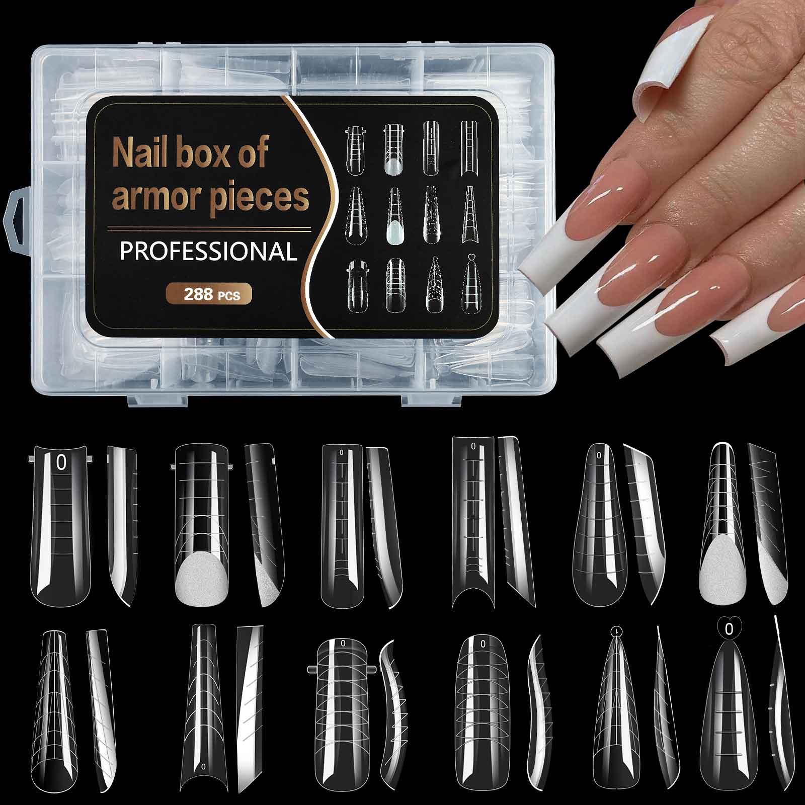 Dual Nail Forms Nail Tips 12 muotoa 288kpl polykynsigeelille